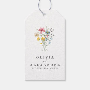 Vild blomster boho trädgård blommig presentetikett