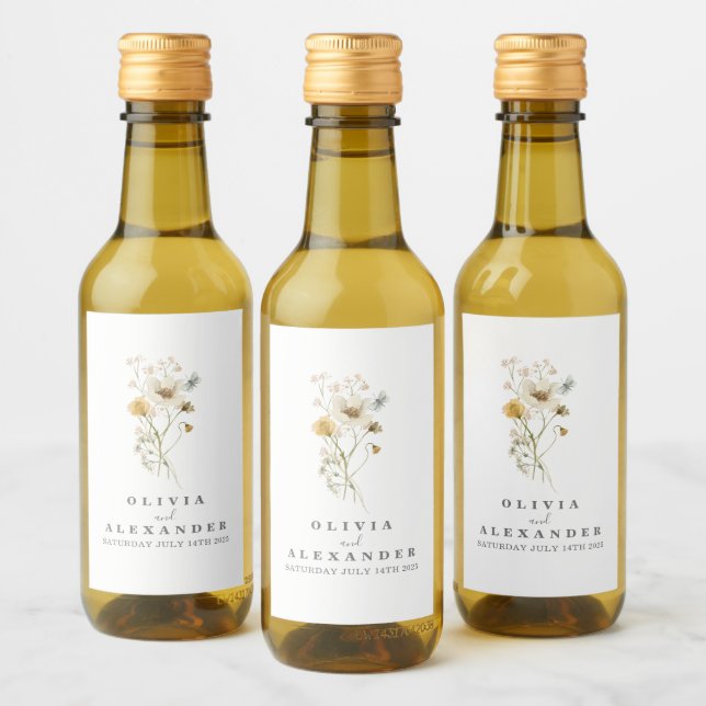Vild blomster boho trädgård blommig vinetikett (Flaskor)