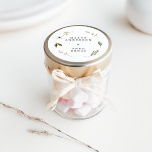 Vild blomster elegant minimal rädda datum runt klistermärke