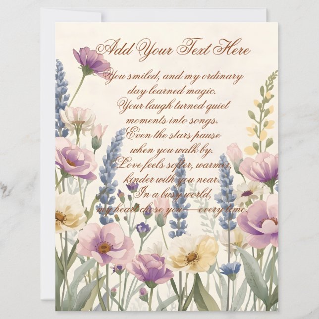 Vild blomster med anpassad text Scrapbookpapper (Framsida)