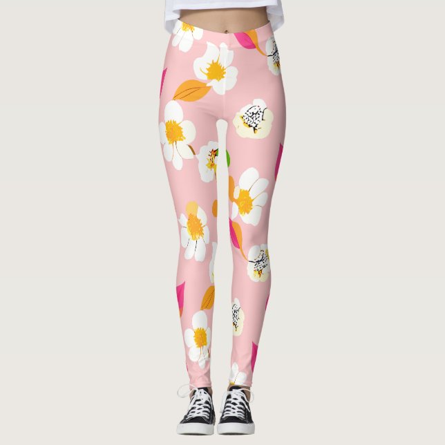 Vild blomster sömlös  leggings (Framsida)