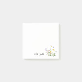 Vild blomsterbukett monogram lärare post-it block