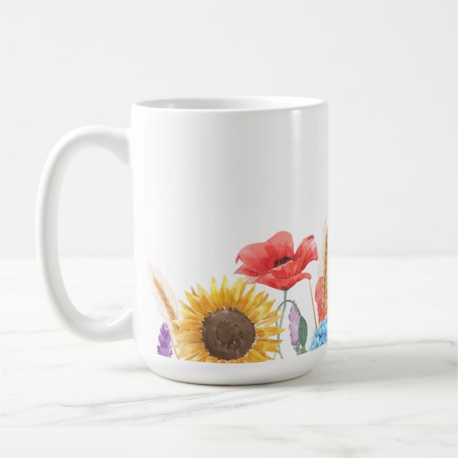 Vild blomstermix och matchning  kaffemugg (Vänster)