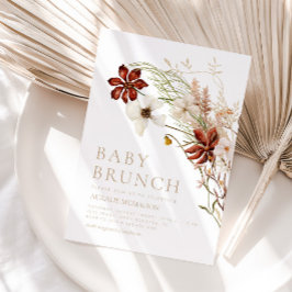 Vild Bloom Rustic Blommigt Baby Brunch Inbjudningar