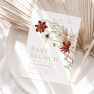 Vild Bloom Rustic Blommigt Baby Brunch Inbjudningar
