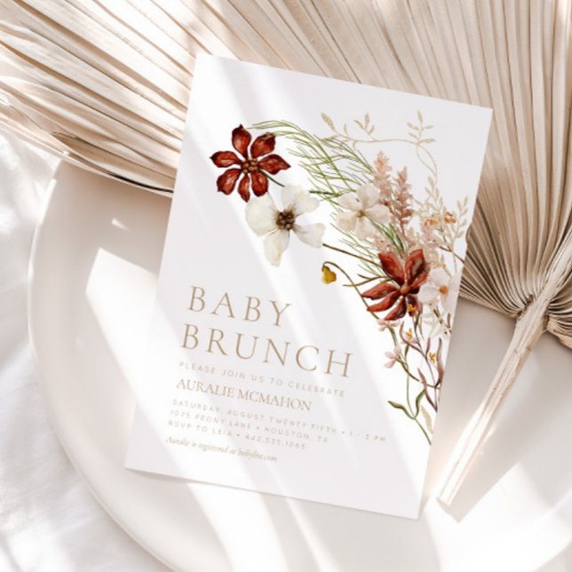 Vild Bloom Rustic Blommigt Baby Brunch Inbjudningar (Skapare uppladdad)