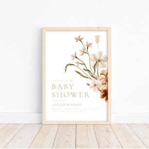 Vild Bloom Rustic Blommigt Baby Shower Välkommen Poster