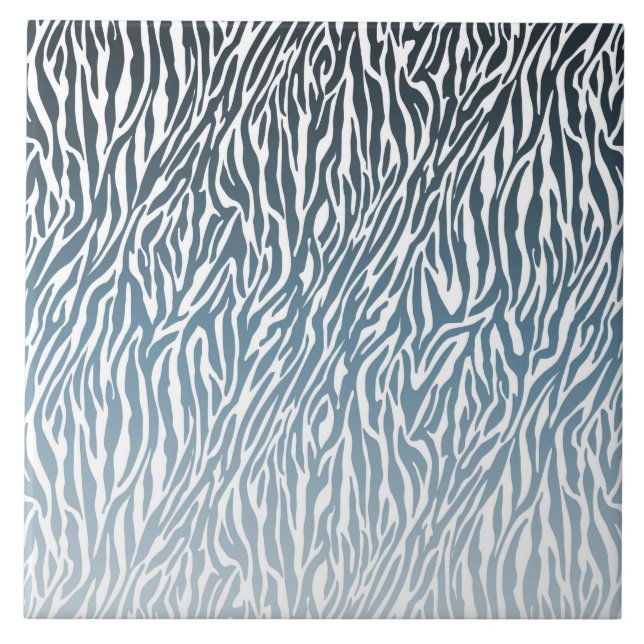 Vild Blue Zebra tryck Ombre Kakelplatta (Framsidan)