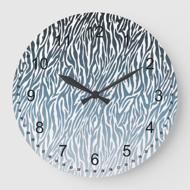 Vild Blue Zebra tryck Ombre Stor Klocka (Framsida)