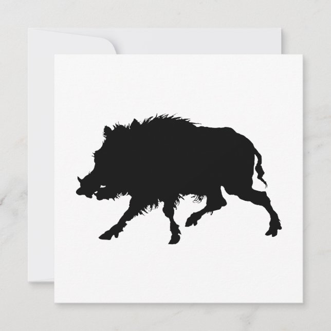 Vild Boar eller Vild Gris Elegant Silhouette Inbjudningar (Framsida)