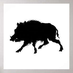 Vild Boar eller Vild Gris Elegant Silhouette Poster