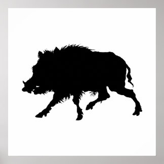 Vild Boar eller Vild Gris Elegant Silhouette Poster