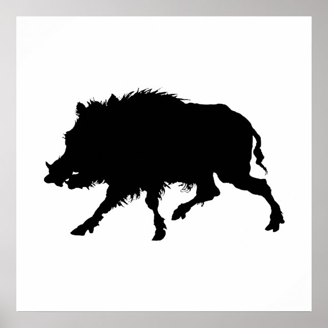 Vild Boar eller Vild Gris Elegant Silhouette Poster (Framsidan)