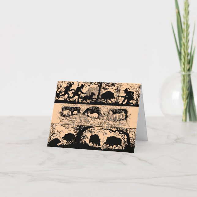 Vild Boar Hunt - German Black Forest eller Bavaria Tack Kort (Framsida)