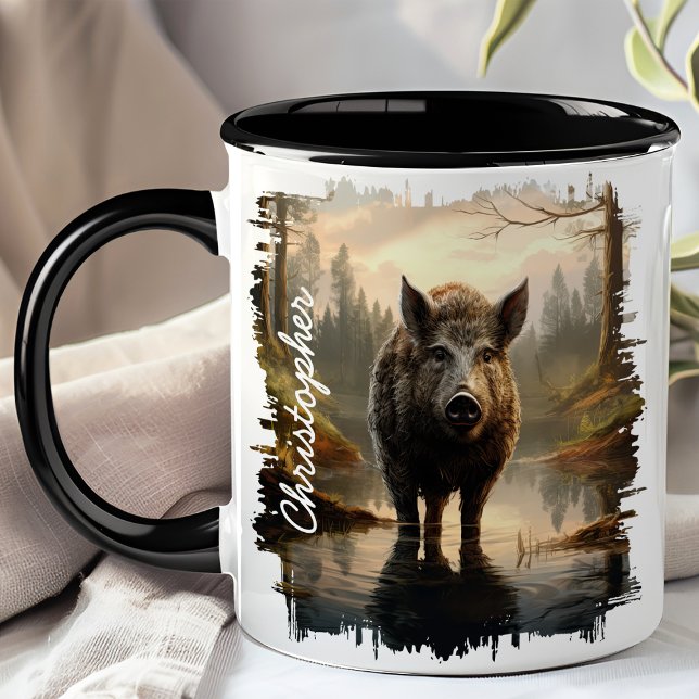 Vild Boar i Misty Forest Sjö Mugg (Skapare uppladdad)