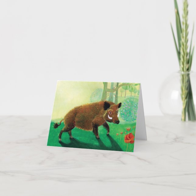 Vild Boar Illustration Kort (Framsida)