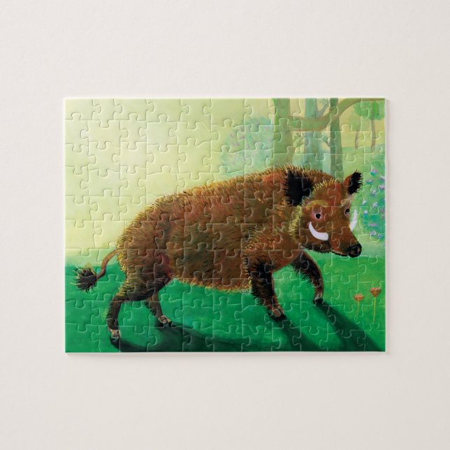 Vild Boar Illustration Pussel (Horisontell)