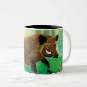 Vild Boar Illustration Två-Tonad Mugg