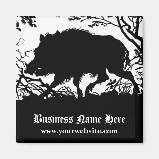Vild Boar in a Forest - Antique German Silhouette Magnet (Framsidan)