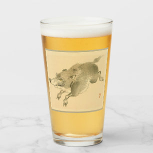 Vild Boar (japansk konst) (av Kono Bairei) Glaskopp