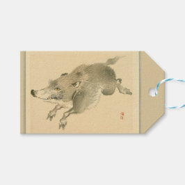 Vild Boar (japansk konst) (av Kono Bairei) Presentetikett