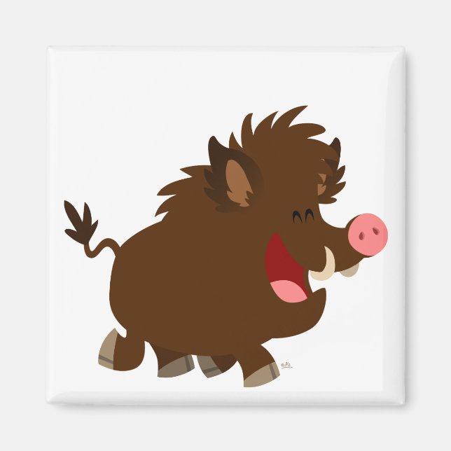Vild Boar Magnet för Tecknad av ljus (Framsidan)