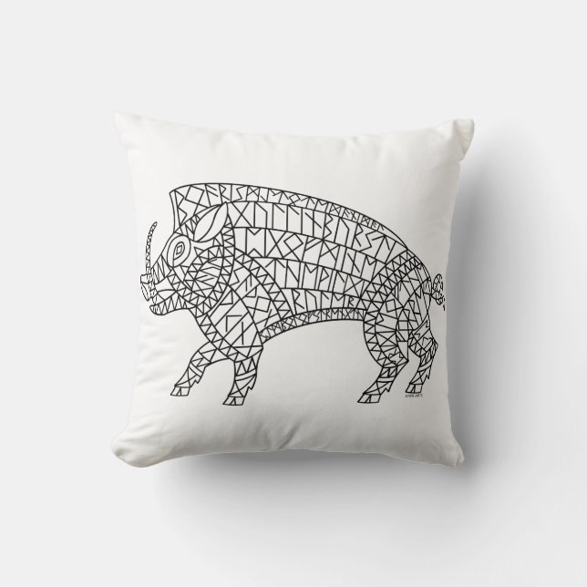 Vild Boar med körning Kudde (Framsida)