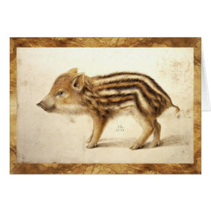 VILD BOAR PIGLET Animal Teckning Hälsningskort