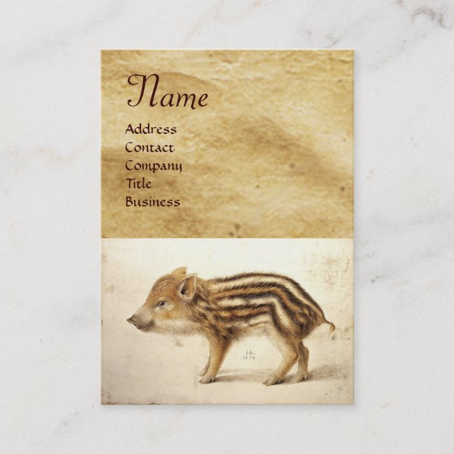 VILD BOAR PIGLET Animal Teckning Monogram Visitkort (Framsida)