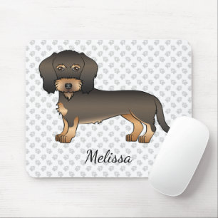 Vild Boar Wire Hved Dachshund Tecknad hund & Namn Musmatta
