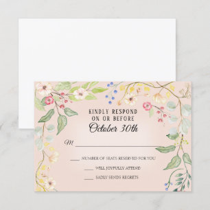 Vild bohemisk rodnad rosa persika akvarell RSVP Inbjudningar
