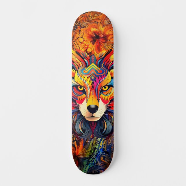 Vild Boho Fox Abstrakt Art Skateboard Deck (Framsida)
