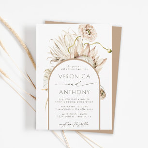 Vild Boho Protea Pampas Grass Blommigt Bröllop  Inbjudningar
