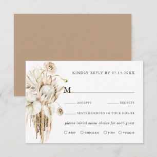 Vild Boho Protea Pampas Grass Blommigt Bröllop OSA Kort