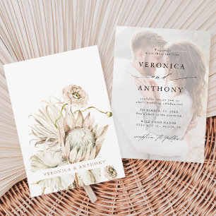 Vild Boho Protea Pampas Grass Blommigt Bröllop Pho Inbjudningar
