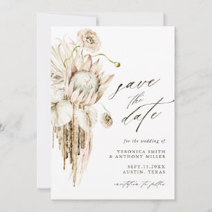 Vild Boho Protea Pampas Grass Blommigt Bröllop Pho Spara Datumet