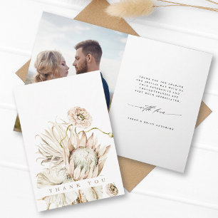 Vild Boho Protea Pampas Grass Blommigt Bröllop Pho Tack Kort