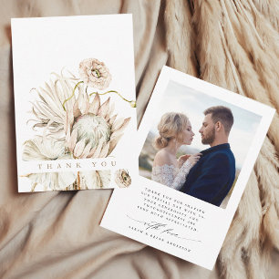 Vild Boho Protea Pampas Grass Blommigt Bröllop Pho Tack Kort