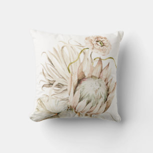 Vild Boho Protea Pampas Grass Blommigt Kudde