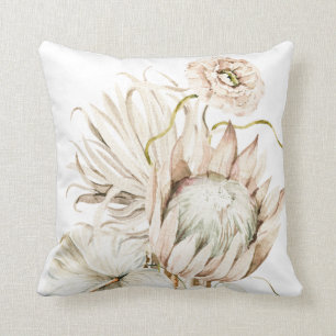 Vild Boho Protea Pampas Grass Blommigt Kudde