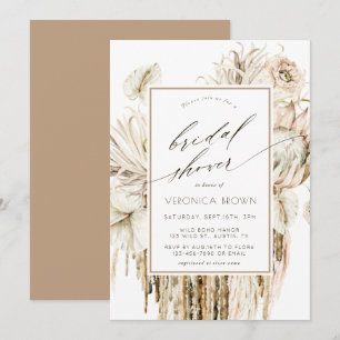 Vild Boho Protea Pampas Grass Blommigt Möhippa Inbjudningar