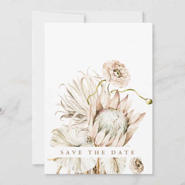 Vild Boho Protea Pampas Grass Bröllop-foto Spara Datumet (Framsida)