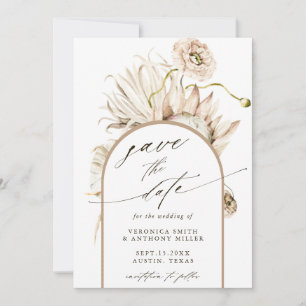 Vild Boho Protea Pampas Grass Bröllop Photo Spara Datumet