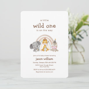 Vild Boho Regnbåge Safari Djur Babyfirande Inbjudningar