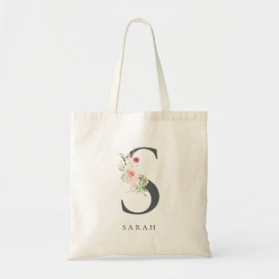 Vild Botanisk Blommigt Brev S Monogram Tygkasse