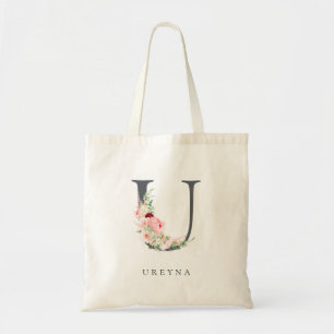 Vild  botaniska Blommigten Brev U Monogram Tygkasse