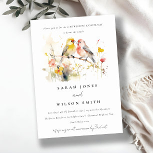 Vild Botaniska Love birds Bröllop-årsdagen Inbjudningar