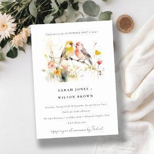 Vild Botaniska vattenfärgen Love birds Helg Party Inbjudningar