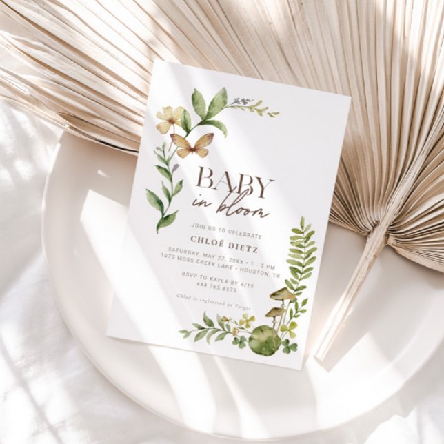 Vild Botaniskt Baby i Bloom Rustic Shower Inbjudningar (Skapare uppladdad)