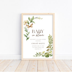 Vild Botaniskt Baby i Bloom Rustic Welcome Poster